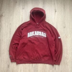 Arkansas Razorbacks Hoodie Mens XXL Red Spell Out Embroidered NCAA Pullover